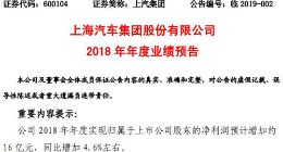 上汽集团预计2018年扣非净利润同比减少约5亿元