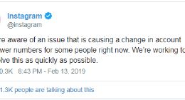 Instagram证实：系统故障导致粉丝数显示错误