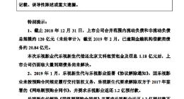 乐视网：截至2月 已逾期金融机构借款类债务约20.84亿元