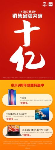 小米米粉节新战报:支付金额已突破10亿