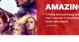 《复仇者联盟4》IGN 9.5分 烂番茄新鲜度98%