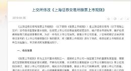 上交所修改股票上市规则：股东大会应提供网络投票方式