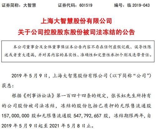 大智慧公告截图