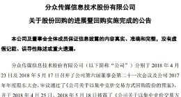 分众传媒：回购实施完成 支付总金额约15.3亿元