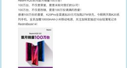Redmi K20系列上市首月销量破100万台