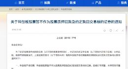 上交所发科创股不作质押回购及约定购回交易标的通知