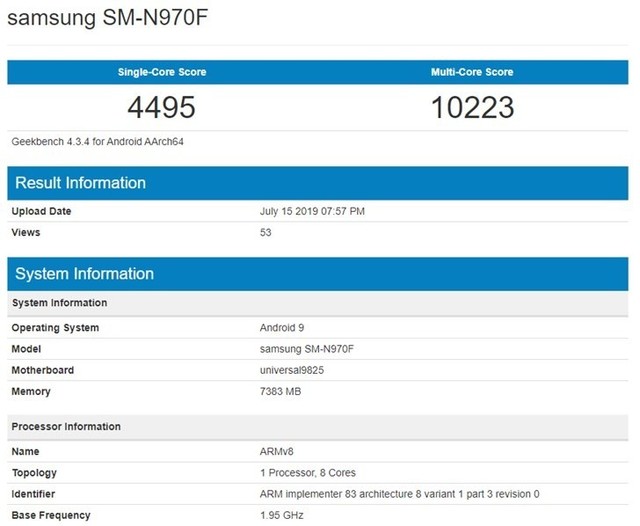 三星Note 10国际版跑分曝光：搭载Exynos 9825 