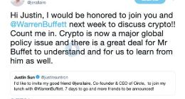 受孙宇晨邀请 Circle CEO将参加共巴菲特慈善午餐