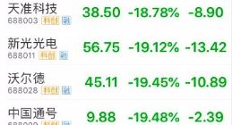 科创板开市第二日：开盘24股下跌 安集科技跌超18%