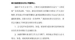 暴风集团收关注函：要求说明冯鑫被批捕对公司的影响