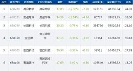 科创板今日28只个股下跌 鸿泉物联奥福环保跌幅超过10%