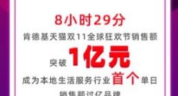 阿里双11：医药电商2分25秒破亿 肯德基8小时销售过亿