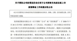 美的集团：拟分拆子公司美智光电至创业板上市