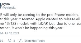 消息称LiDAR依然是iPhone 13 Pro系列专属