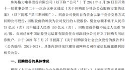 格力电器：已累计回购股份1.21亿股 耗资62.33亿元