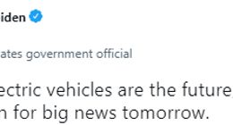 拜登：今晚发布电动车大新闻 马斯克：没邀请我？