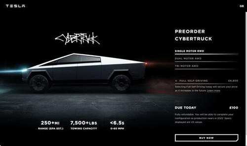 特斯拉Cybertruck电动皮卡提车日延后_500