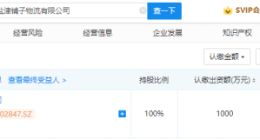 盐津铺子成立物流公司，注册资本1000万