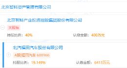 福田汽车关联公司投资成立股权投资中心，注册资本2152万