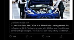 消息称特斯拉提前16月还清中国超级工厂贷款 共计14亿美元