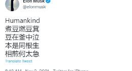 马斯克发曹植《七步诗》 暗喻人类内卷？