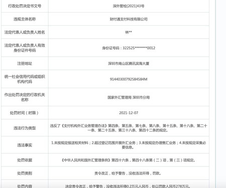腾讯财付通外汇业务因违规被罚278万元_副本