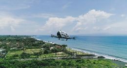 亿航216自动驾驶飞行器首次在印尼巴厘岛完成飞行演示