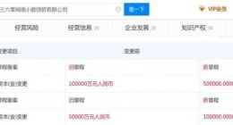 360数科旗下360小贷注册资本金由10亿元增至50亿元