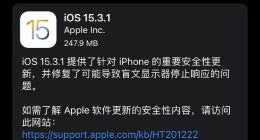 苹果推送正式版iOS/iPadOS15.3.1 修复Safari网页漏洞
