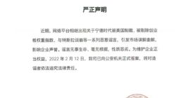 宁德时代：被美国制裁、与特斯拉谈崩等系谣言 已向公安机关报案
