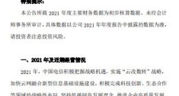 中国电信：预计2021年归母净利润同比增长23%-25%
