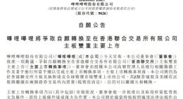 哔哩哔哩：将争取自愿转换至香港联交所主板双重主要上市