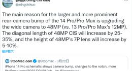 iPhone 14 Pro影像规格曝光：升级48MP主摄 镜头模组也大了