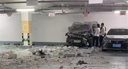广东一蔚来汽车疑似失控 将地下车库墙撞穿