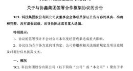 TCL科技：与协鑫集团签署合作框架协议