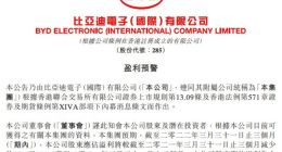 比亚迪电子预计一季度盈利减少超75%