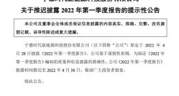 宁德时代：推迟披露2022年第一季度报告