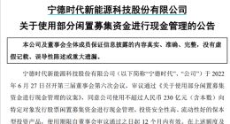 宁德时代刚募资450亿 就拿230亿买理财