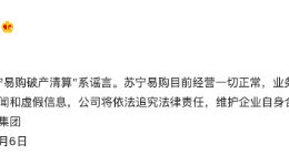 苏宁易购回应“破产清算”传闻：谣言，经营一切正常
