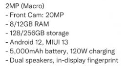 Redmi K50S Pro参数细节曝光：将搭载2亿像素主摄 2K屏存疑