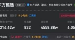 新东方直播一个月带货超6亿 场均销售额约为1925万元