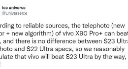 曝vivo X90 Pro+年底发：长焦表现将击败万元机皇三星S22 Ultra