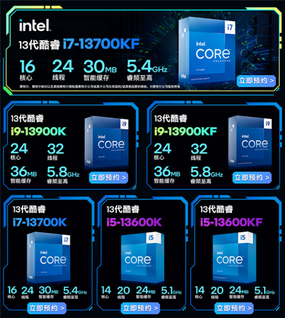 Intel 13代酷睿国行价格公布！涨了最多400元