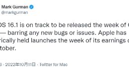 Gurman：苹果 iPadOS 16.1 正式版预计将在 10 月 25 日当周发布