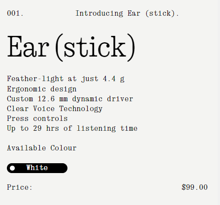 Nothing发布半透明无线耳机Ear stick：售价700元没降噪