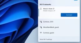 Win11预览版加入新功能：可通过Wi-Fi面板直接开启手机热点