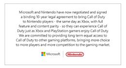微软与任天堂签10年合同:Xbox和动视游戏《使命召唤》等将登陆任天堂主机平台