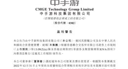 中手游：预期2022年净亏损2.1亿元至2.25亿元 同比由盈转亏