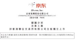 京东：拆分京东产发、京东工业在港交所独立上市