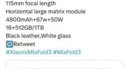 小米MIX Fold 3配置细节曝光：搭载领先版骁龙8 Gen2+罕见5倍长焦